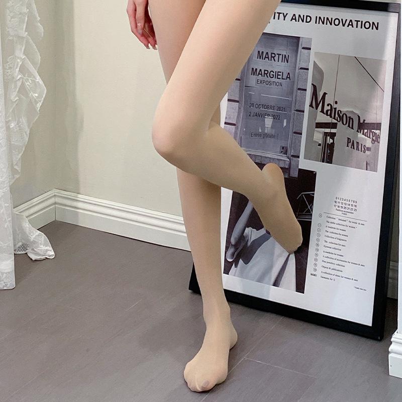 Qinghe 10D Velvet One-piece Stockings Sexy Transparent Meat Black Stockings Autumn and Winter Large Size Open Crotch Whole Body Removal Straps