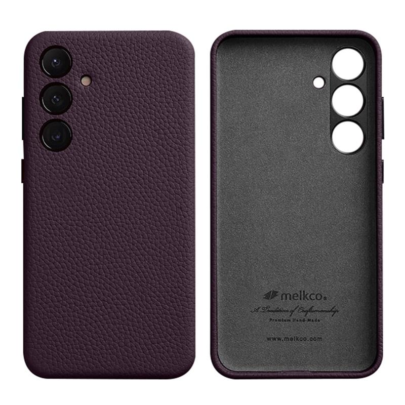 

MELKCO Для Samsung Galaxy S24+ Чохол Натуральна Коров яча Шкіра+ПК Протиударний Чохол для Телефону H