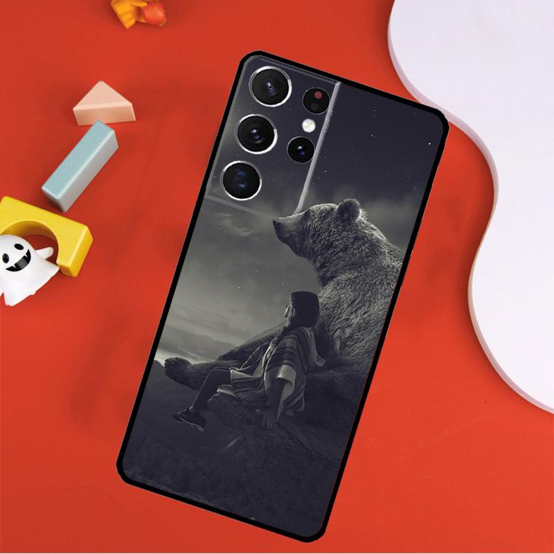 Cute Cartoon Bear Phone Case For Samsung Galaxy S25 Ultra S9 S10 S20 S21 FE S22 S23 S24 Plus S24 Ultra Cover