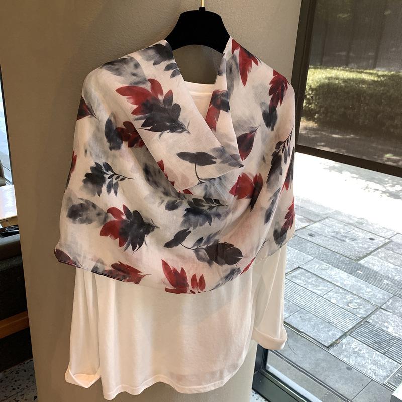 Spring And Summer Encrypted Bali Sari Brocade Silk Scarf Fashion High-End Outer Printing Sunscreen Shawl Versatile Thin Scarf