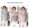 Mother's Spring Knit Lapel Striped Top for Middle-Aged & Elderly Women - Seven-Sleeve Loose T-Shirt.