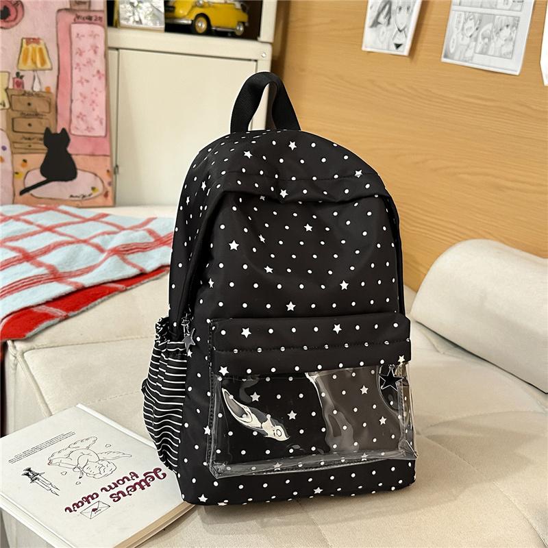 Рюкзак с принтом маленьких звезд, большая вместимость, студенческая школьная сумка чёрный