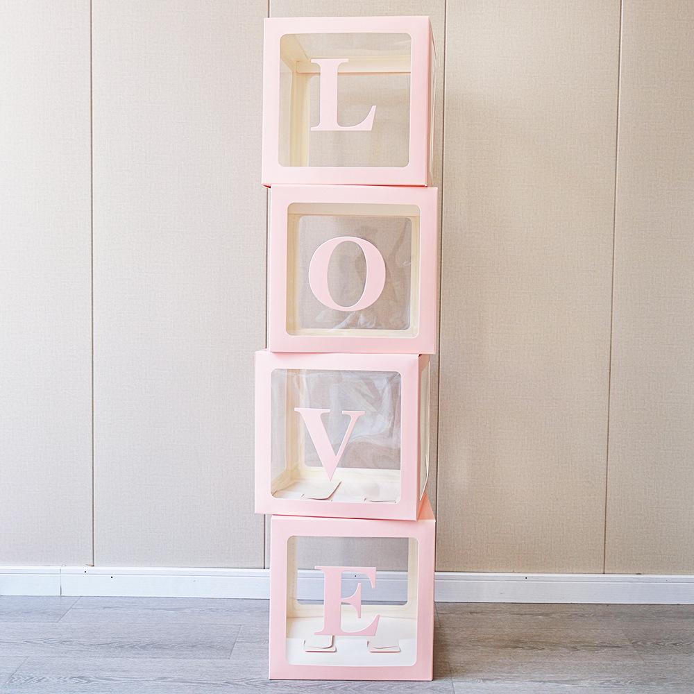 Clear Box Balloon Decoration: 26 Letters LOVE & BABY - Ideal for Birthdays, Graduations, Weddings