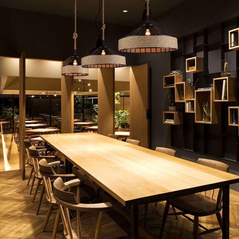 Cele mai recente lumini suspendate retro din frânghie de cânepă, stil industrial creativ pentru bar și restaurant, personalitate, stil american country, fierbinți