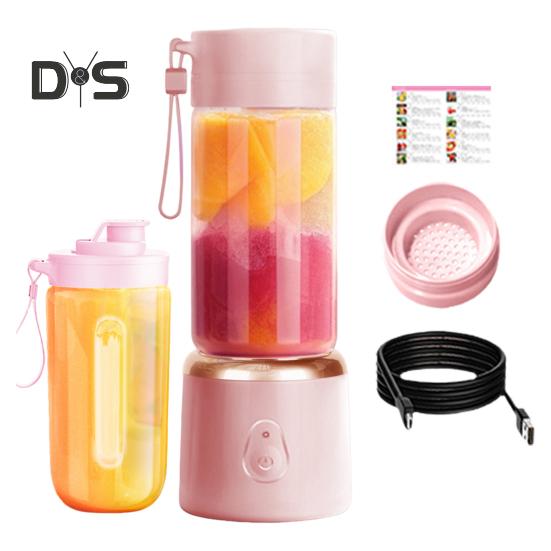 

Мини-соковыжималка для фруктов с лезвиями из нержавеющей стали, большой емкости, без BPA, перезаряжаемый, легко моющийся, беспроводной блендер, электрический миксер B розовый