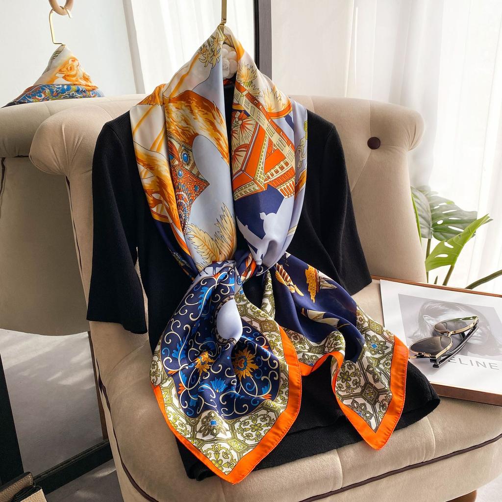 High-quality Luxurious Silk Scarves Headband Scarfs Neck Scarf For Women Chain Silk Scarf Women's Decorative Shawl