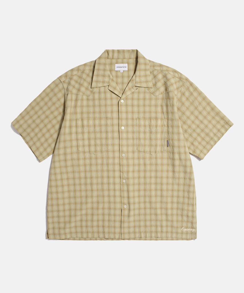 ESPIONAGE Textured Check Western S/S Shirt Beige