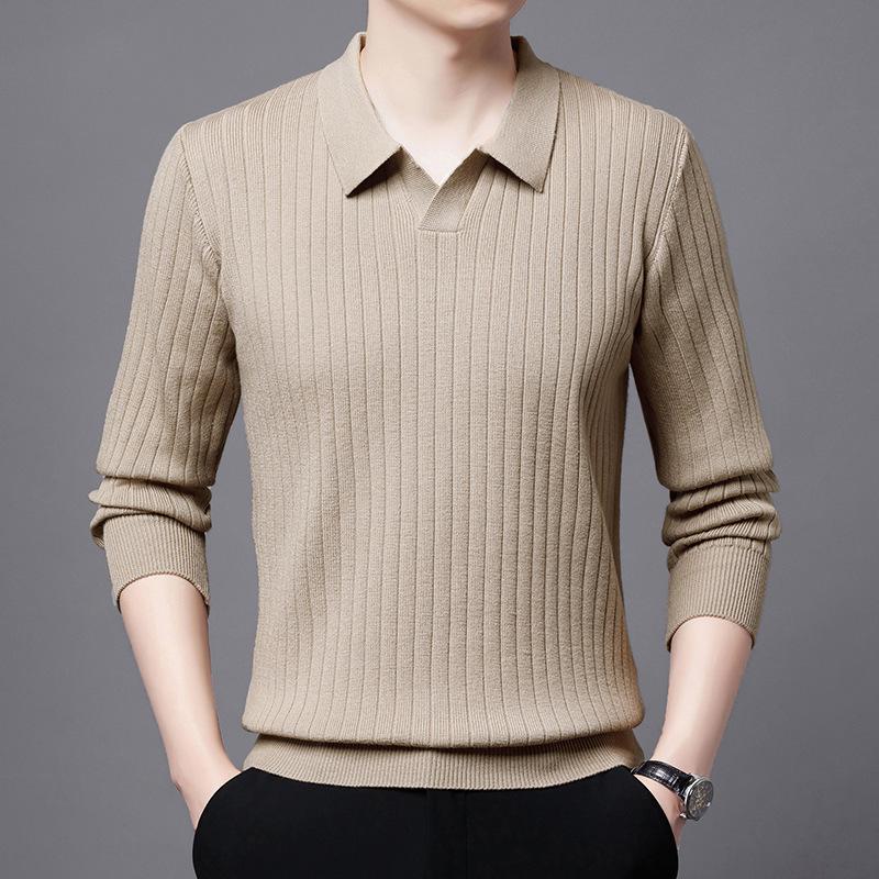 Men s Fashion Lapel Knit Pullover Sweater - Autumn/Winter 2025 Trendy Casual Business Wear with Long Sleeves. 4XL