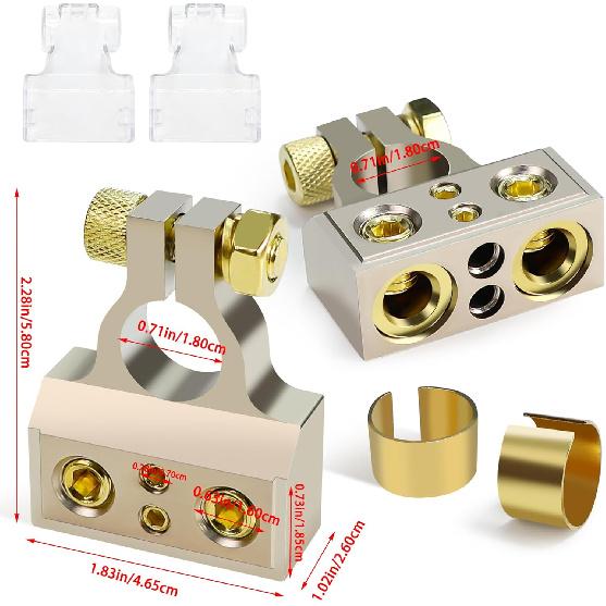 Battery Terminal Connectors,0/2/4/6/8/10 AWG Battery Terminals,Heavy Duty Car Battery Terminal,Top Post Multiple Battery Terminal,Positive Negative