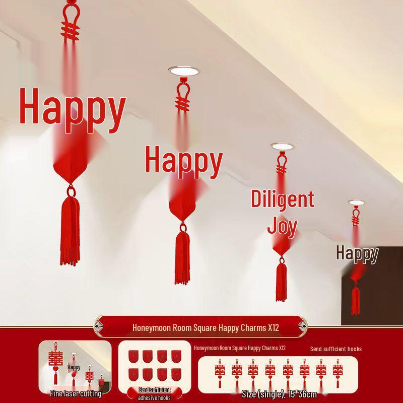 3D Doppel-Glück Hochzeitslaternen zur Dekoration - Hängende Ornamente für Hochzeitszimmer, Wohnzimmerdecke, Seite von Braut & Bräutigam.