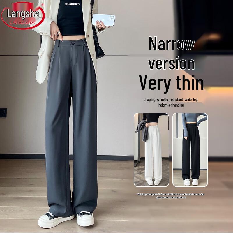 Langsha Women's High-Waist Drapey Wide-Leg Suit Pants