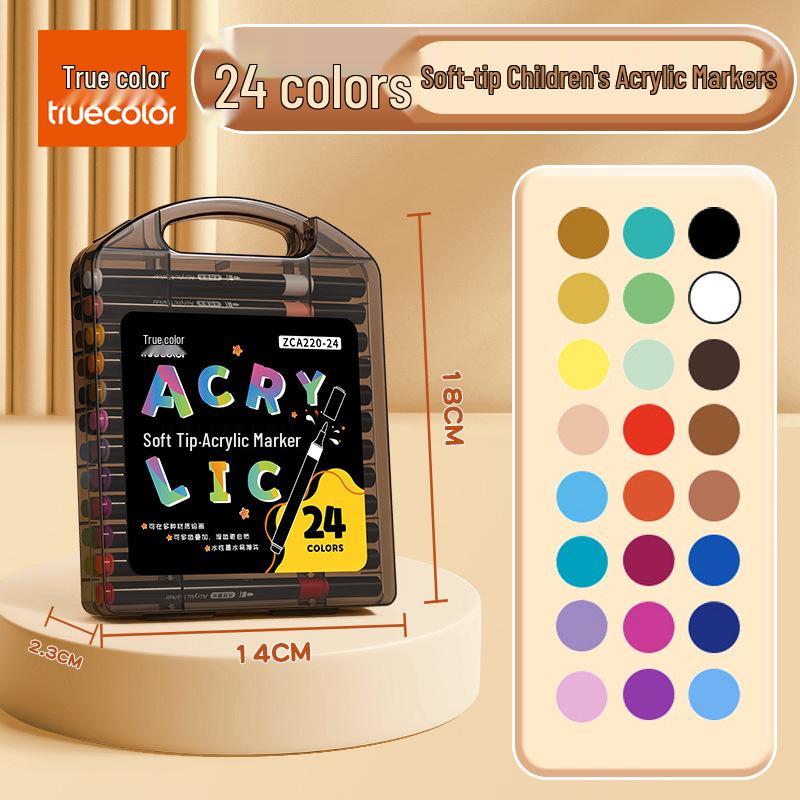 Pack de 80 Rotuladores Acrílicos de Punta Suave Color Verdadero - Caja Negra, No Manchan y Apilables para Arte Estudiantil