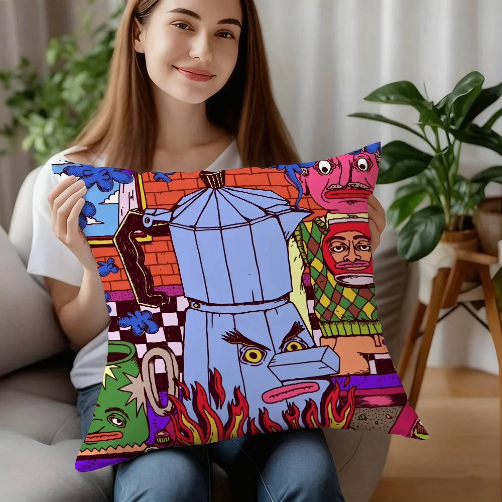 Кавайи P-Pusheen Милая Подушка-Кот Наволочка Декоративная для Дивана Домашняя Двусторонняя Печать Короткий Плюш Чехол для Подушки Праздничный Подарок 12x12Inch