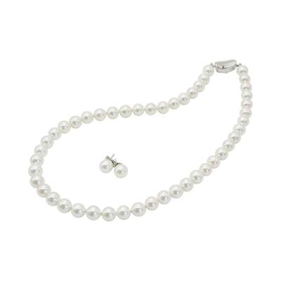 [Sakiya] Shell Pearl Necklace Set 8mm 42cm 40cm 45cm Formal Occasions Pearl White Silver Black Gray Natural EarringsPiercings Box Included Made In