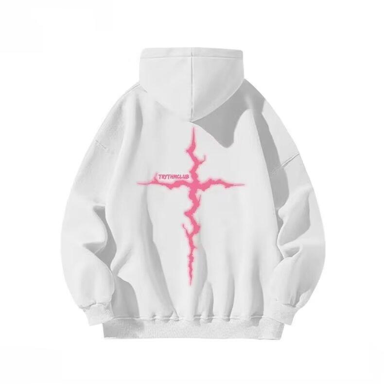 Hong Kong Style Retro Sweater Men's Spring and Autumn Men's Hooded Sweater American Heavy High Street Ins Fashion Brand Baggy Coat