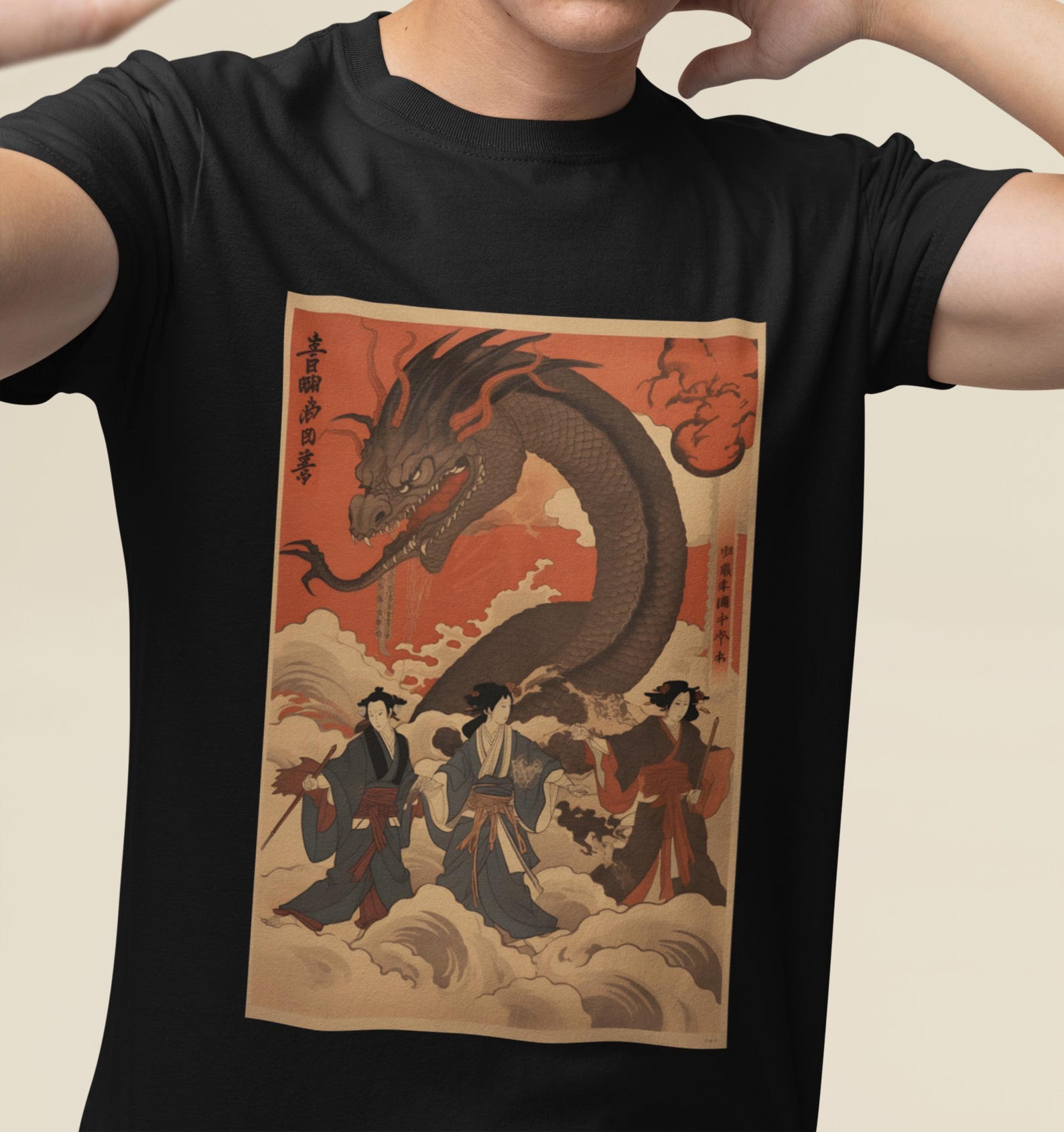 Vintage Japanese Dragon Samurai T-shirt: Retro Comic Book Tee S
