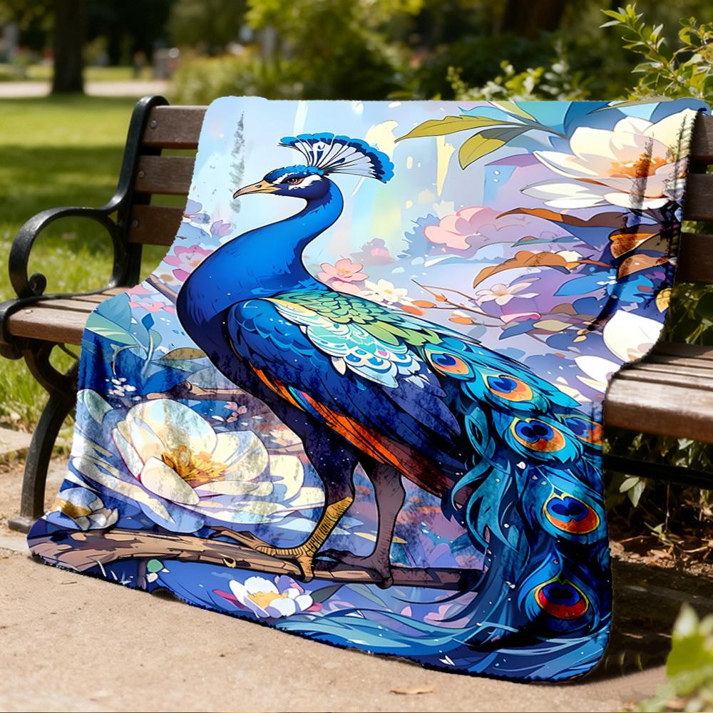 1pc Colorful Owl Print Outdoor Flannel Blanket, Cozy & Warm Soft Te Playful Design, Napping Camping,