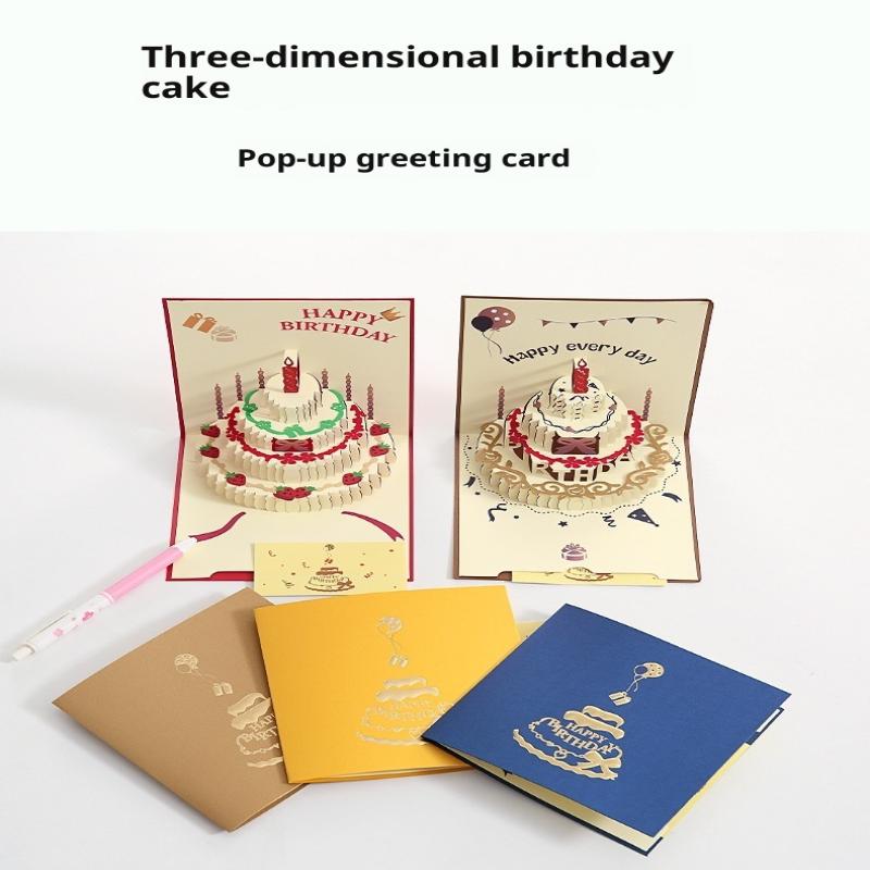 3D Unique Pop Up Birthday Card For Kids Boy Baby Shower First Birthday Party Greeting Cards Handmade Miniatures Postcard Gifts