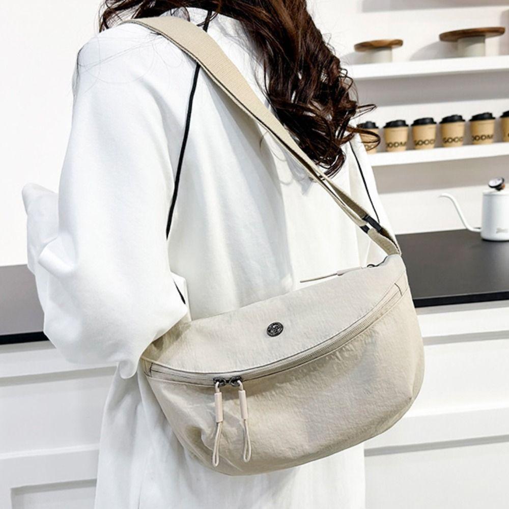 Casual Nylon Shoulder Bag Wide Shoulder Strap Dumpling Bag Oxford Cloth Crossbody Bag  Travel