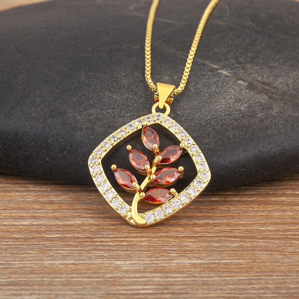 

Nidin New Popular Leaf/Flower/Cactus Shape Shine Zircon Pendant Necklace For Women Personality Design Jewelry Daily Party Gifts