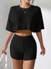 2025 Frühling Sommer Mode Crop Top T-Shirt und Shorts 2-teiliges Set Damen Lässig Sportbekleidung Set