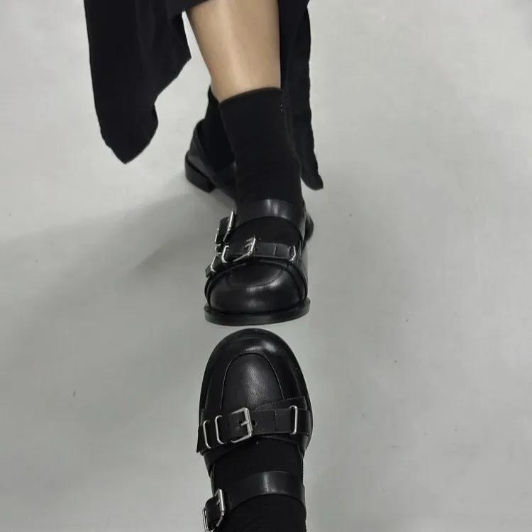 2024 Осень Новые Женские Модные Туфли Мэри Джейн с пряжкой на платформе с мелким носком — фото 4