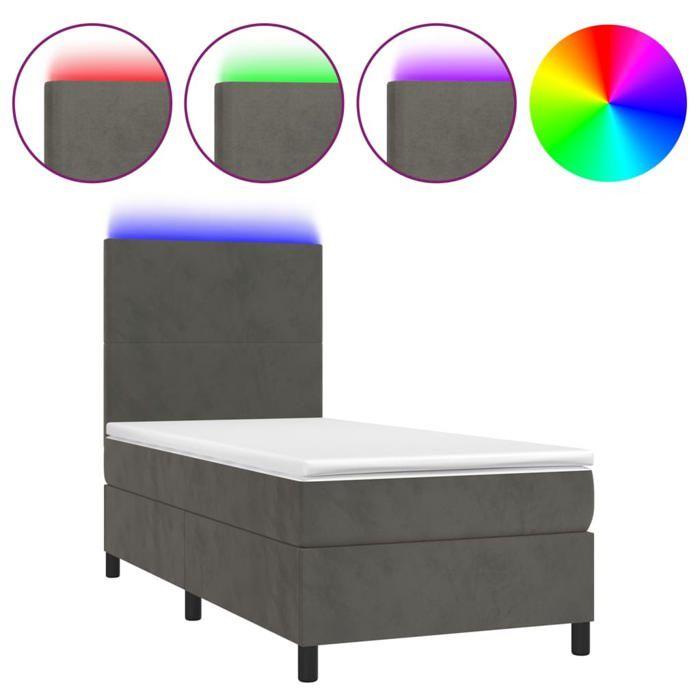 Maison Exclusive - Sommier à lattes de lit avec matelas LED Gris foncé 100x200 cm