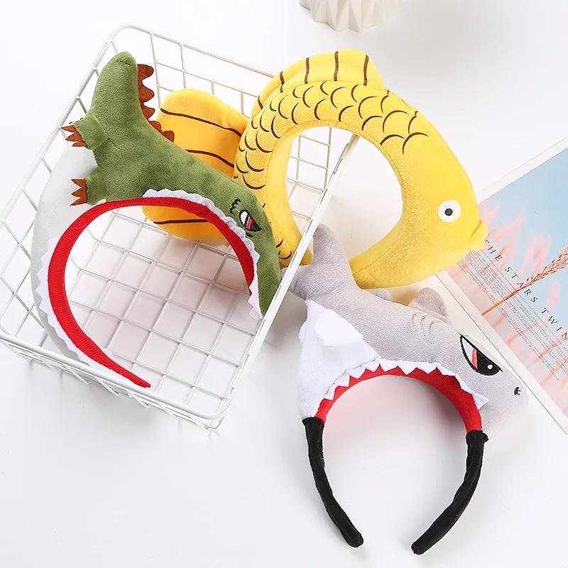 Lovely Animal Headband Unisex Accessories Party Headwear Hair Hoop Cute Wide-brimmed Crocodile Shark Dinosaur Cartoonhair Clip