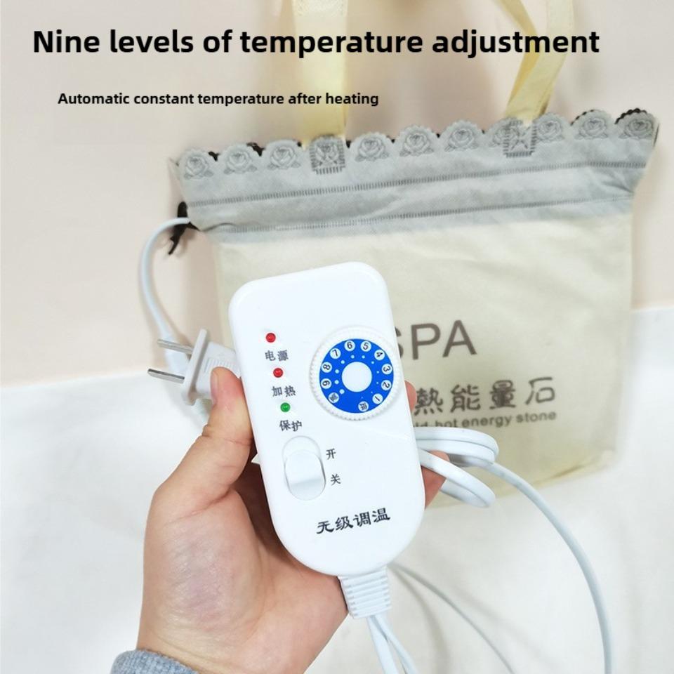 EU/US Plug Heating Bag/Heating Box/5 Pcs SPA Essential Oil Hot Massage Stone/ Bag with 8pcs Massage Energy Stone Sets