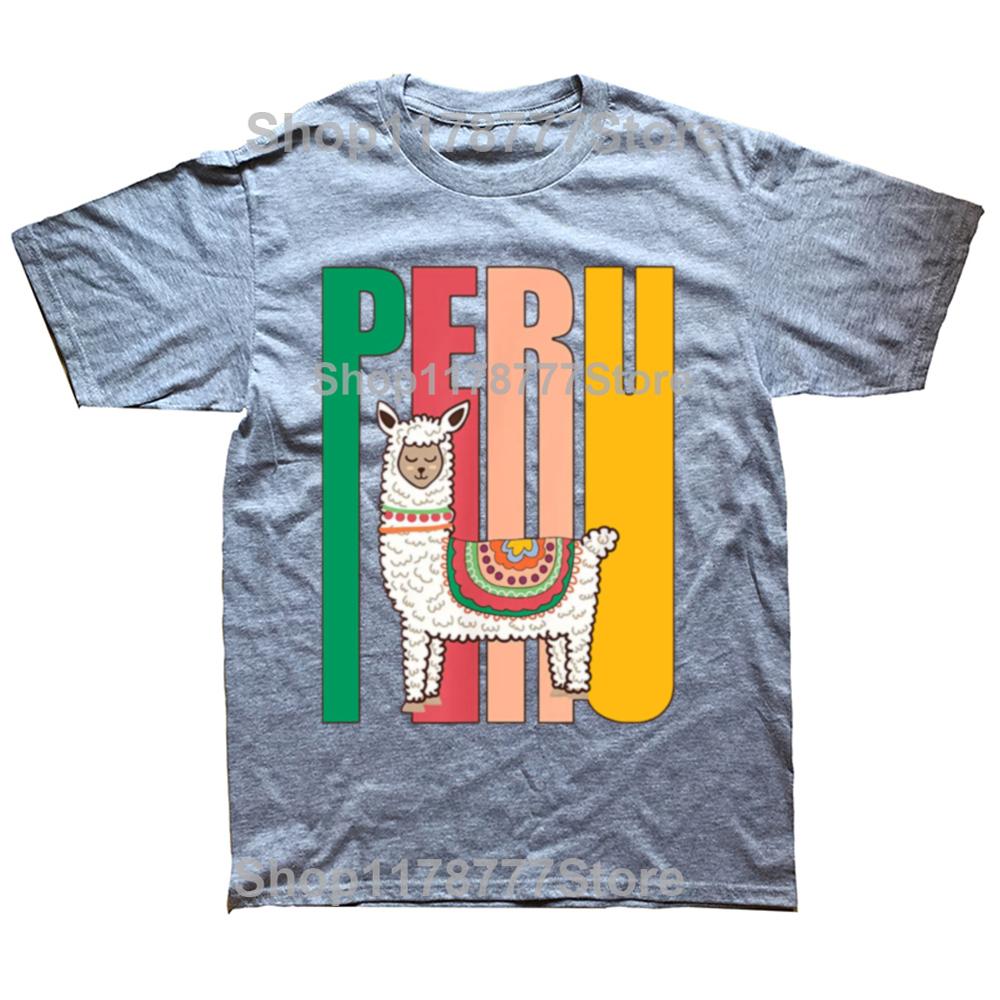 Funny Vintage Peru Alpaca Peruvian Llama T Shirts Graphic Cotton Streetwear Short Sleeve Birthday Gifts Summer Style Tshirt Men