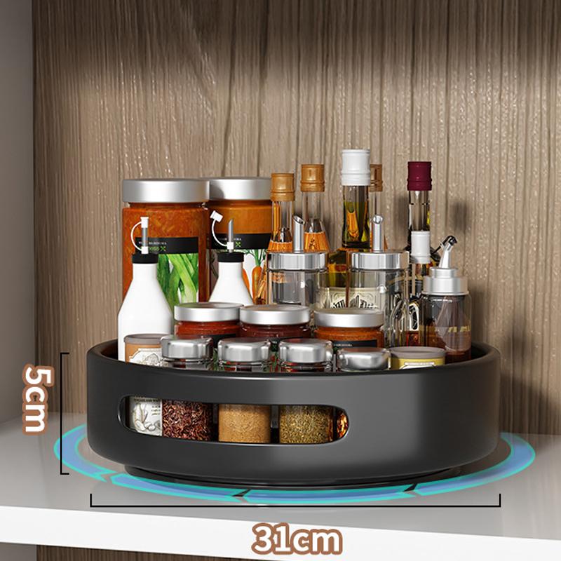 Rotating Condiment Rack Countertop Double Layer Multi-Functional Storage Rack Cabinets Multi-Layer Storage Rack