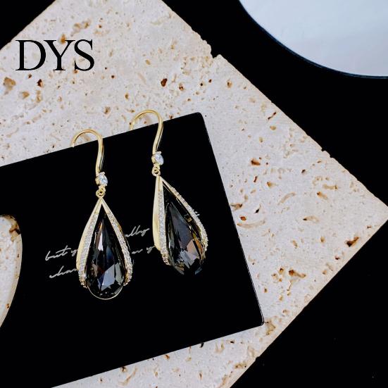 Pendant Earrings 1 Pair Hook High-class Temperament Elegant Rhinestone Gift Women Faux Purple Crystal Waterdrop Dangling Fashion Jewelry