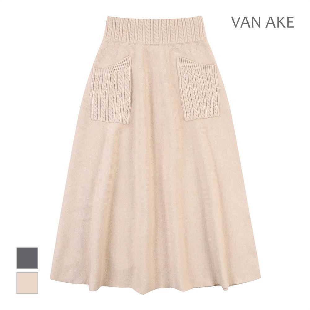 VANAKE Knit Cable Knit Long Skirt_Vb3Yksmv01Z