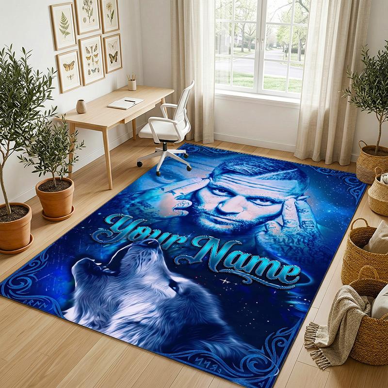 Personalized Crystal Velvet Carpet,Kontra K Custom Printed Name, Plush Area Rug For Home Indoor Decor