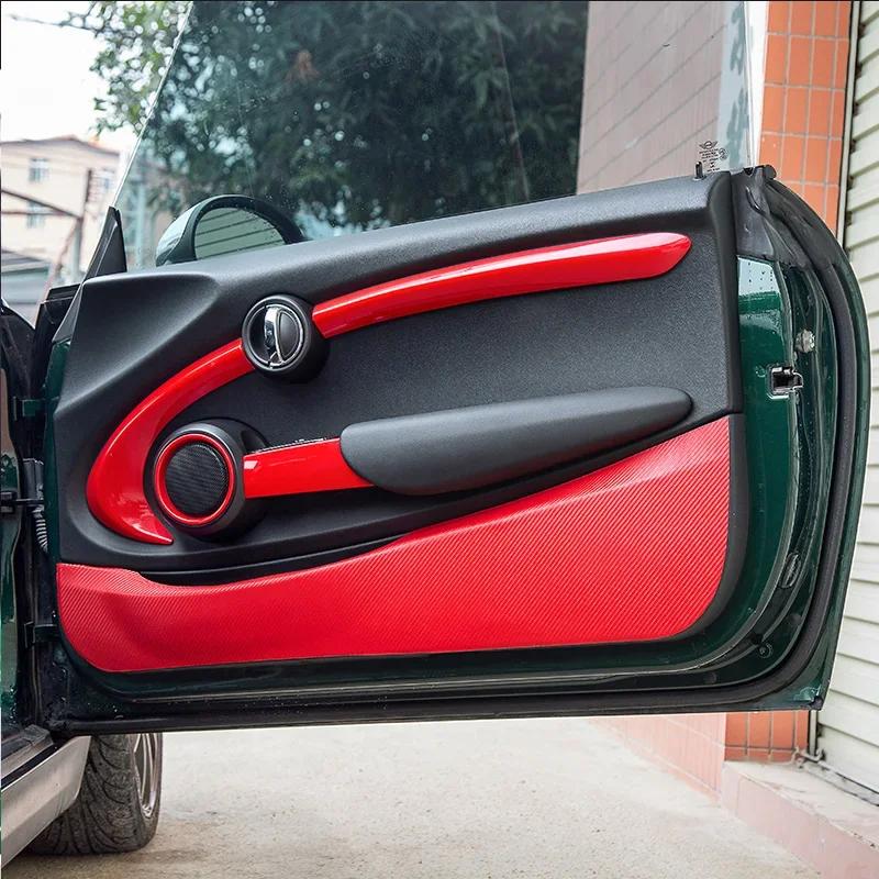 

For Mini Cooper For R56 S For R60 F54 F55 F56 F60 Accessorie Carbon Fiber Sticker Car Inner Door Panel Protection Checker&R56 2pcs красный