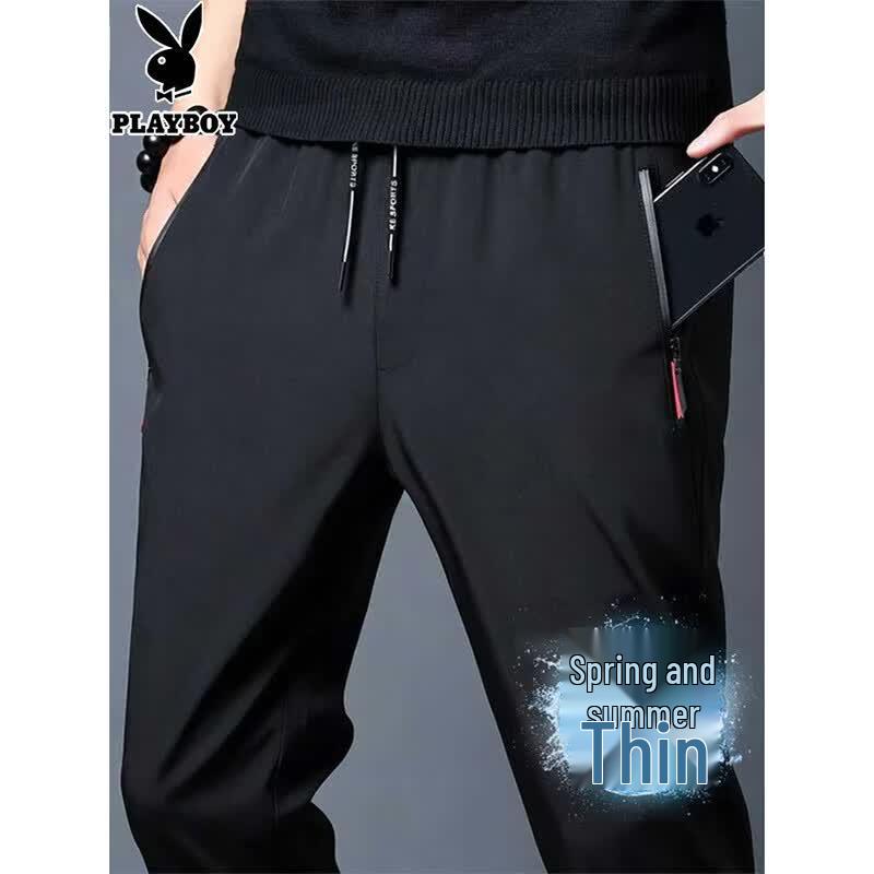 PLAYBOY Men s Slim Fit Casual Pants 2XL чёрный