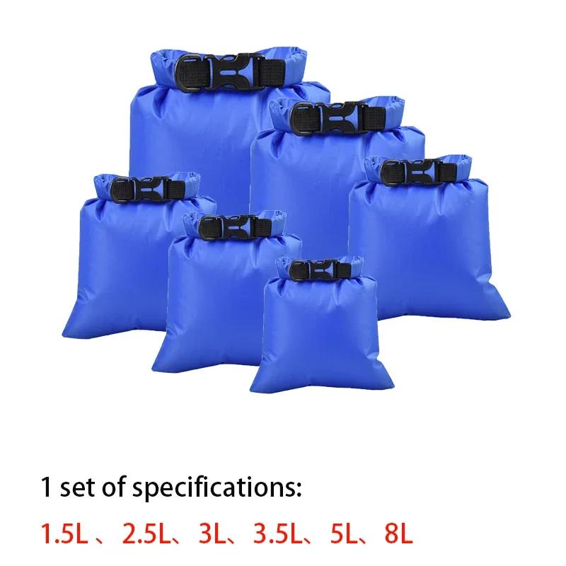 6 PCS Outdoor Waterproof Bag Dry Sack Waterproof Dry Backpack Storage Pouch Pressure Glue Storage Bag Portable Swimming Bag