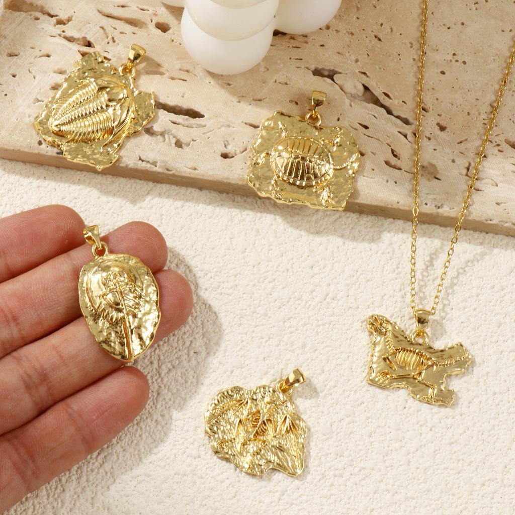 2pcs Turtle Fossil Brass Charm Pendant 18k Gold Plated Melon Seed Buckle Brass Pendant For Women Fashion Jewelry Making Findings