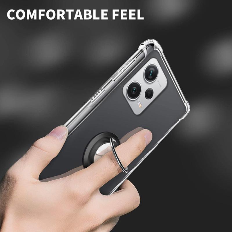 Clear Soft Case For Xiaomi Redmi Note 12 Pro Plus Speed 12 Turbo 11 Pro plus 12S 11S 11T 11R Ring Stand Holder Transparent TPU Silicone Back Cover