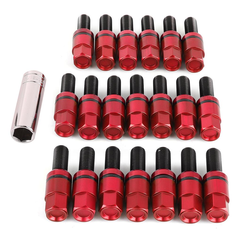 20 buc Șuruburi prezoane roată M14x1,5mm Aliaj aluminiu Tija șurub consolidată Potrivit pentru 718 Boxster (982) 911 CarreraRoșu