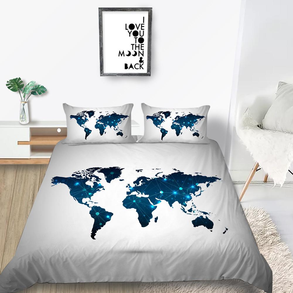 Nová móda Módní styl Sada povlečení Jedinečný design Sada povlaku na přikrývku Chlapci Dospívající King Queen Size Luxusní ložní prádlo Oblek Mapa Ložní soupravy