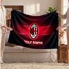 AC Milan Personalized Fleece Blanket With Football Logo, Custom Name Text Soft Warm Home Throw Blanket