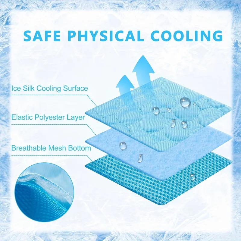 Pet Summer Cooling Mat Breathable Ice Silk Dog Bed Mat Washable Cooling Pad for Dogs Cats