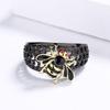 Fashionable New Personalized Black Little Bee Ring Diamond Enamel Handmade Ring