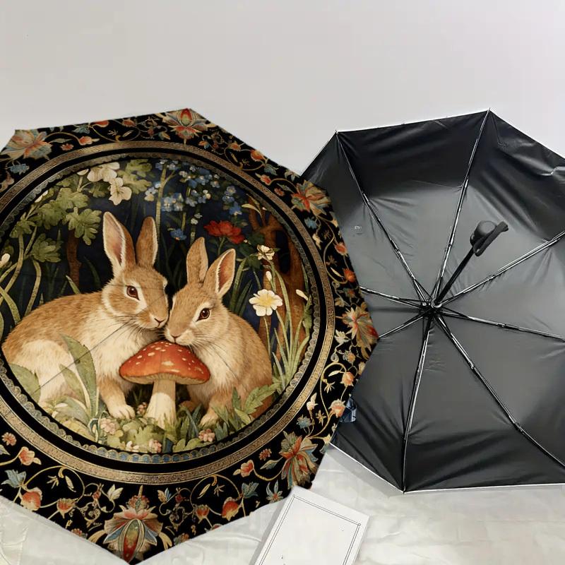 1PC rabbit mushroom Umbrella-8-Rib Reinforced, Automatic Open, Lightweight & Durable, Cute Fashion Accessory for Outdoor-K1270