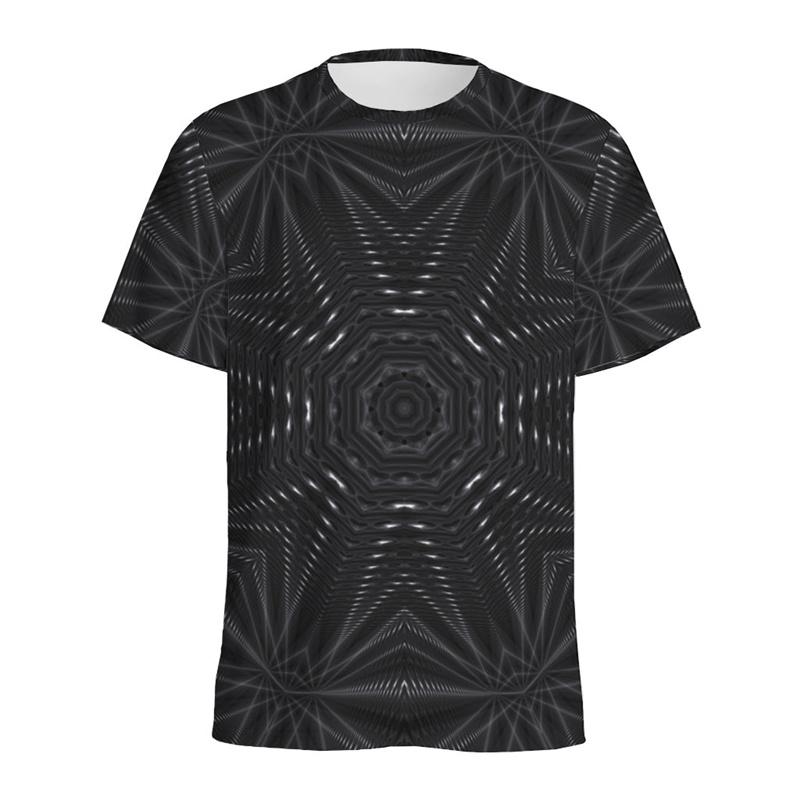 Buntes Kaleidoskop 3D-gedrucktes T-Shirt für Herren Psychedelisches Muster T-Shirt Sommer Lässig Kurze Ärmel Rundhals T-Shirts