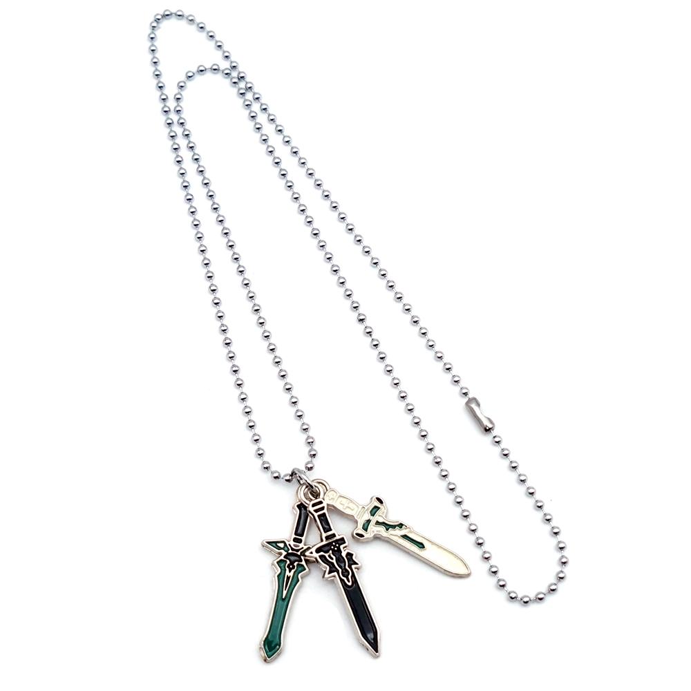 Anime Sword Art Online Necklace for Men Elucidator DARK REPULSER Sword Set Necklace Jewelry Pendant Chains Choker Collares Gift