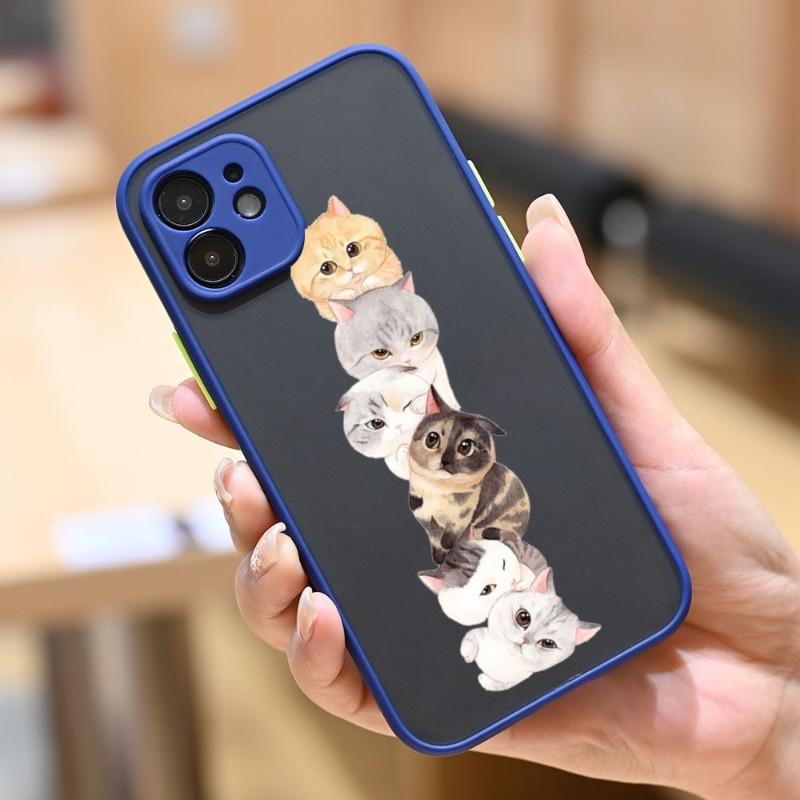 Cute Cat Phone Case For IPhone 14 13 12 11 Mini Pro Max XS X Max XR 8 7 Plus SE 2022 Skin Color Phone Cover