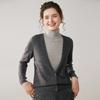 Autumn Winter High Neck Two-Piece Cashmere Knit Sweater for Women