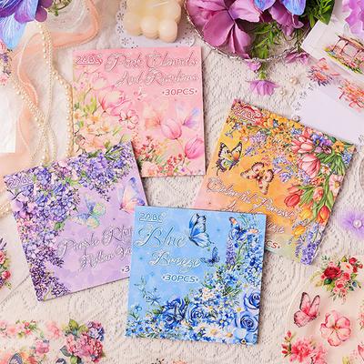 30Sheets/pack Butterfly Flower Theme Sticker Book Creative Handbook Material DIY Picture Book Calendar Scrapbook Photo Frame Stickers